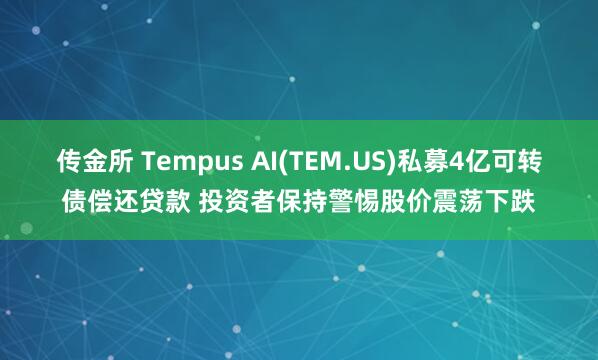 传金所 Tempus AI(TEM.US)私募4亿可转债偿还贷款 投资者保持警惕股价震荡下跌